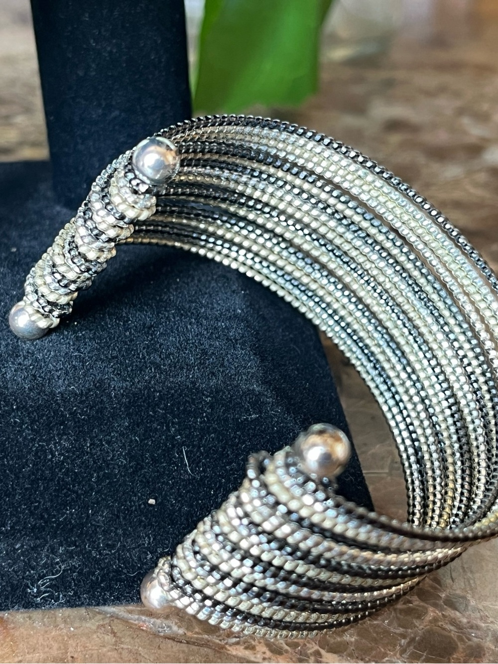 Handcrafted Silver-Tone  Cuff Bracelet - Silver